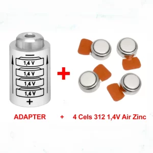 Battery ADAPTER + 4 Batteries A312(1,4V) for MINOX 35 (GT, PE, PL, EL, GL, AL), MINOX (C, EC, ECX, LX, TLX) and ROLLEI